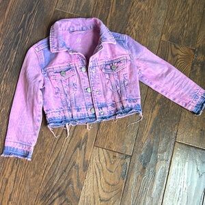 GAP Cropped Denim Jacket in Pink and Denim Hues Size XS